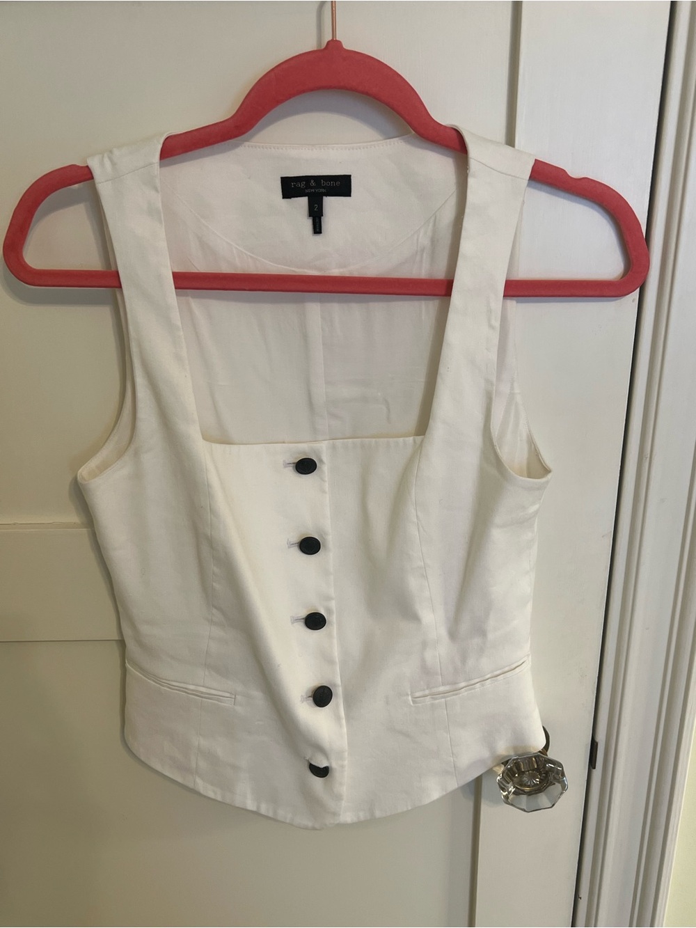 rag & bone White Square-Neck Button Front Camisole